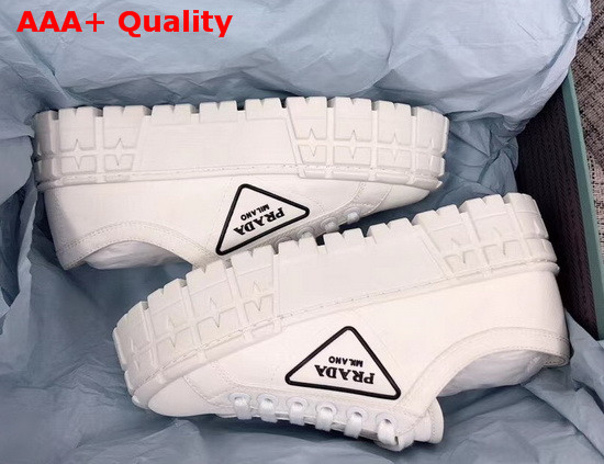 Prada Nylon Gabardine Sneakers White and Black Replica