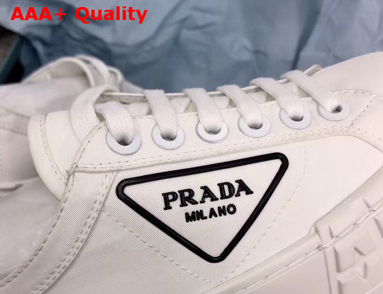 Prada Nylon Gabardine Sneakers White and Black Replica