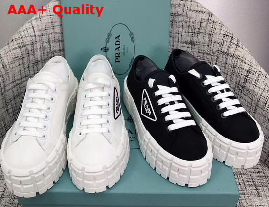 Prada Nylon Gabardine Sneakers White and Black Replica