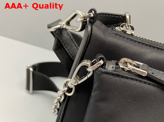 Prada Nylon Shoulder Bag with Detachable Chain Pouch Black Replica