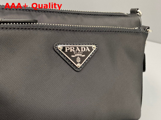 Prada Nylon Shoulder Bag with Detachable Chain Pouch Black Replica