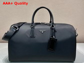 Prada Nylon and Leather Travel Bag in Black 2VC018 Replica