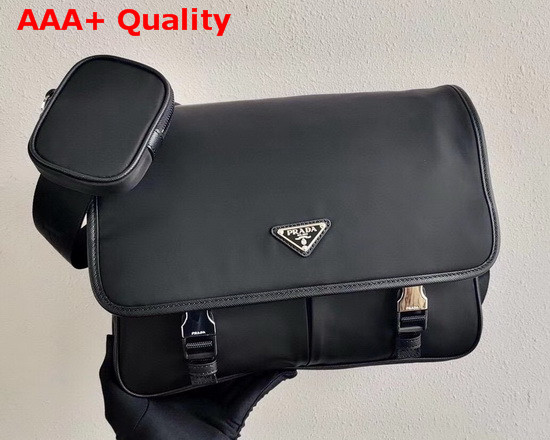 Prada Nylon and Saffiano Leather Bag with Strap Black Replica