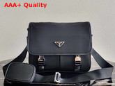 Prada Nylon and Saffiano Leather Bag with Strap Black Replica