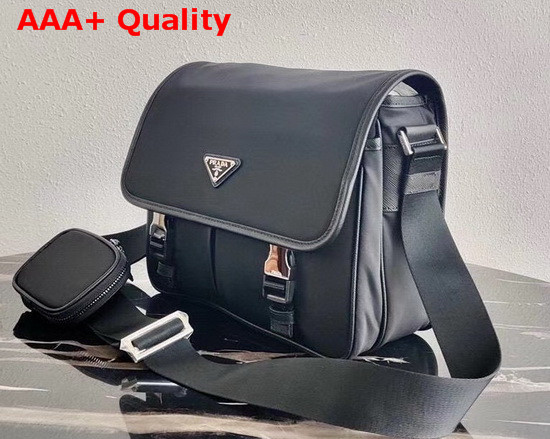 Prada Nylon and Saffiano Leather Bag with Strap Black Replica