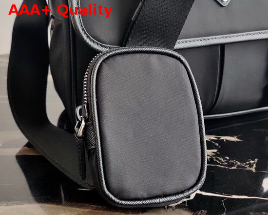 Prada Nylon and Saffiano Leather Bag with Strap Black Replica