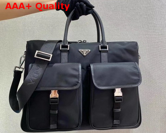 Prada Nylon and Saffiano Leather Tote in Black Replica