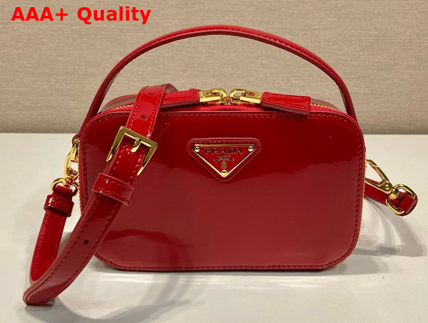 Prada Odette Patent Leather Mini Bag in Cherry Red 1BH206 Replica