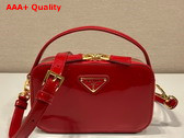 Prada Odette Patent Leather Mini Bag in Cherry Red 1BH206 Replica