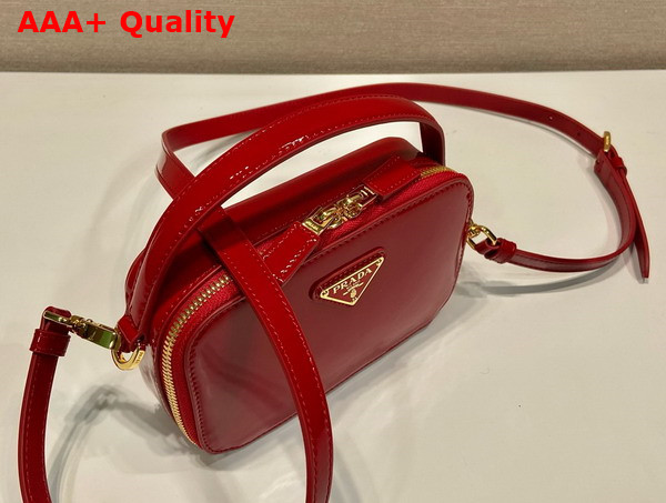 Prada Odette Patent Leather Mini Bag in Cherry Red 1BH206 Replica