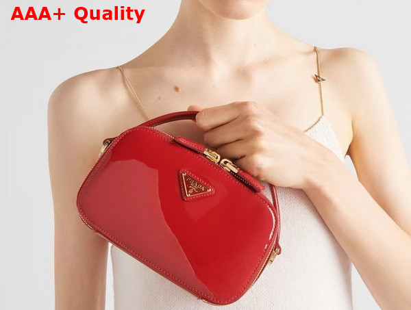 Prada Odette Patent Leather Mini Bag in Cherry Red 1BH206 Replica