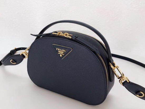 Prada Odette Saffiano Leather Bag Navy Blue