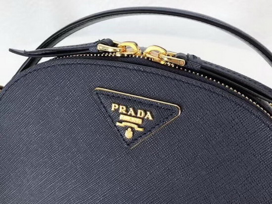 Prada Odette Saffiano Leather Bag Navy Blue