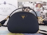 Prada Odette Saffiano Leather Bag Navy Blue