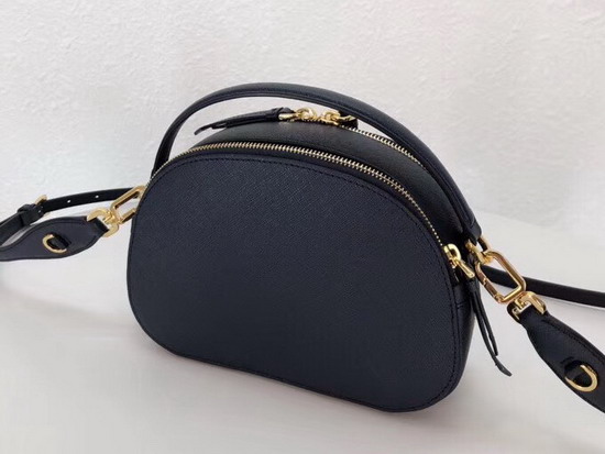 Prada Odette Saffiano Leather Bag Navy Blue