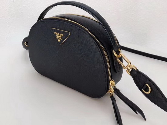 Prada Odette Saffiano Leather Bag in Black