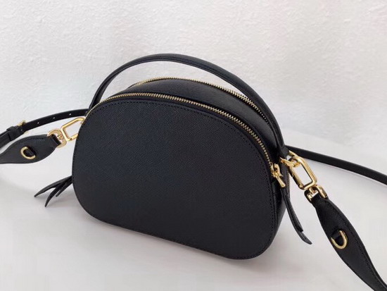 Prada Odette Saffiano Leather Bag in Black