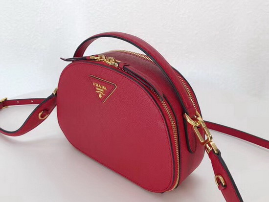 Prada Odette Saffiano Leather Bag in Red