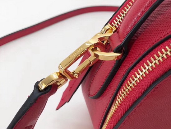 Prada Odette Saffiano Leather Bag in Red