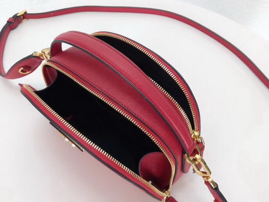 Prada Odette Saffiano Leather Bag in Red