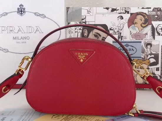 Prada Odette Saffiano Leather Bag in Red