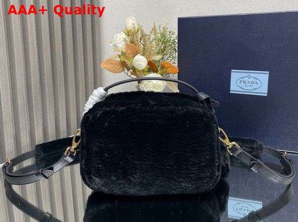 Prada Odette Shearling Mini Bag in Black 1BH208 Replica