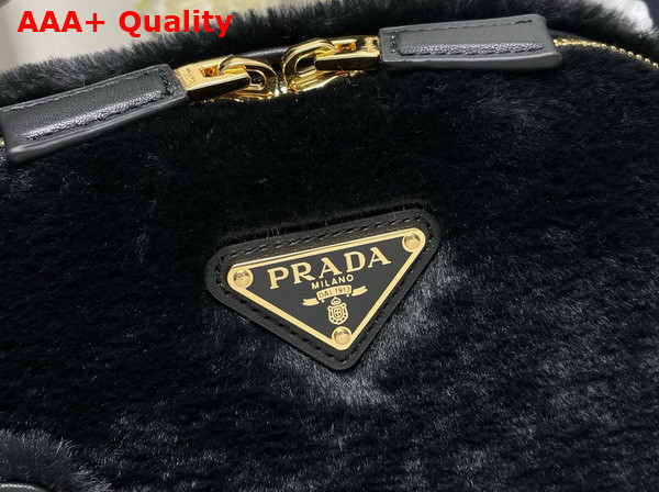 Prada Odette Shearling Mini Bag in Black 1BH208 Replica