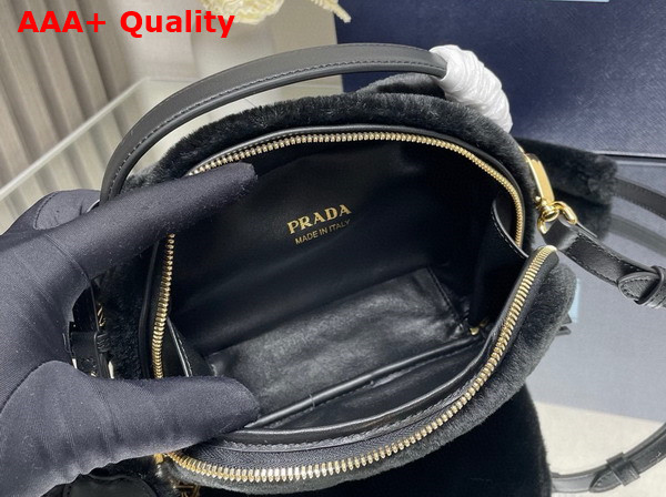 Prada Odette Shearling Mini Bag in Black 1BH208 Replica