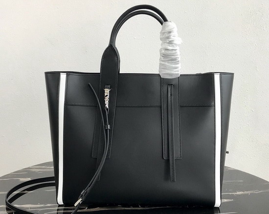 Prada Ouverture Medium Leather Bag Black Calf Leather