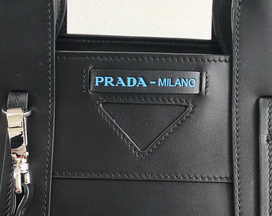 Prada Ouverture Medium Leather Bag Black Calf Leather