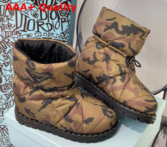 Prada Padded Nylon Booties Green Camouflage Print Replica