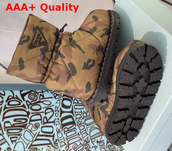 Prada Padded Nylon Booties Green Camouflage Print Replica