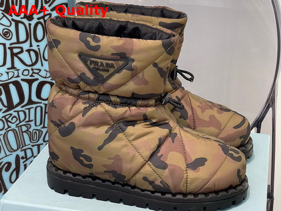 Prada Padded Nylon Booties Green Camouflage Print Replica