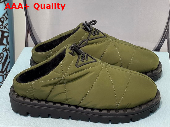 Prada Padded Nylon Slide in Army Green Replica