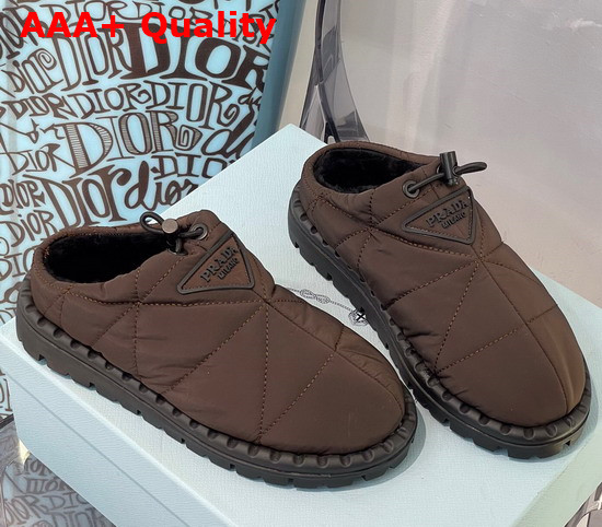 Prada Padded Nylon Slide in Brown Replica