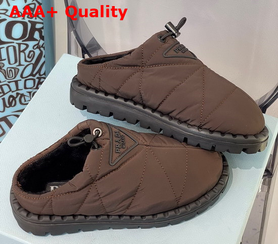 Prada Padded Nylon Slide in Brown Replica