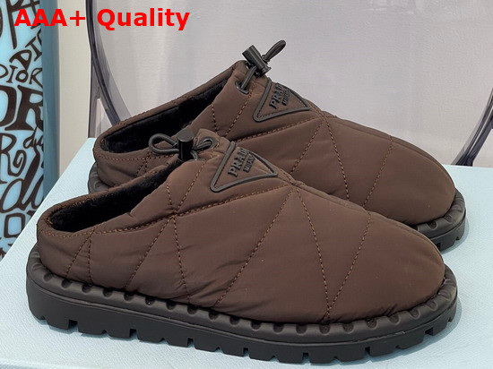 Prada Padded Nylon Slide in Brown Replica