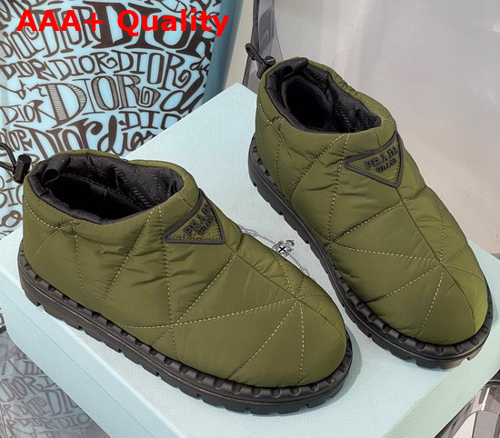 Prada Padded Nylon Slip On Shoes in Army Green Replica