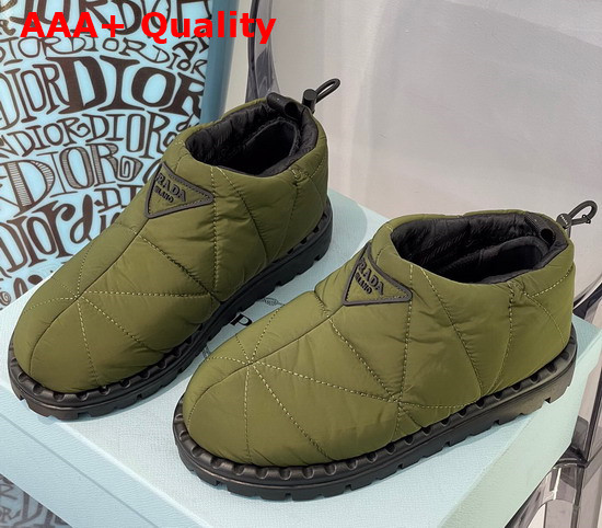 Prada Padded Nylon Slip On Shoes in Army Green Replica