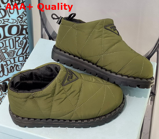 Prada Padded Nylon Slip On Shoes in Army Green Replica