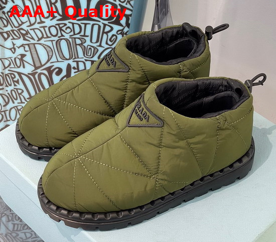 Prada Padded Nylon Slip On Shoes in Army Green Replica