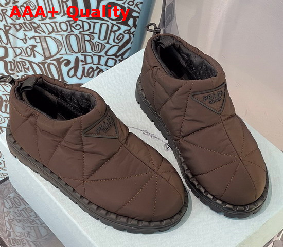 Prada Padded Nylon Slip On Shoes in Brown Replica