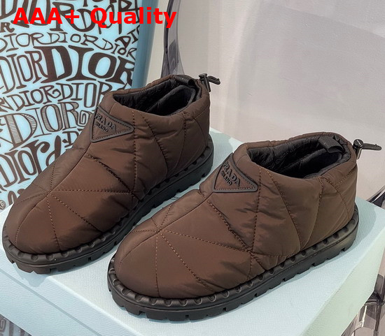 Prada Padded Nylon Slip On Shoes in Brown Replica