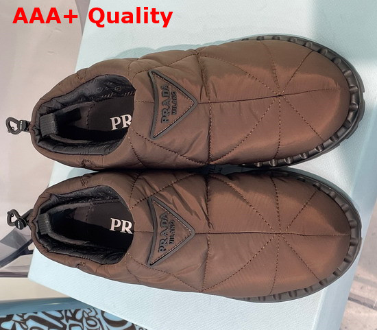 Prada Padded Nylon Slip On Shoes in Brown Replica