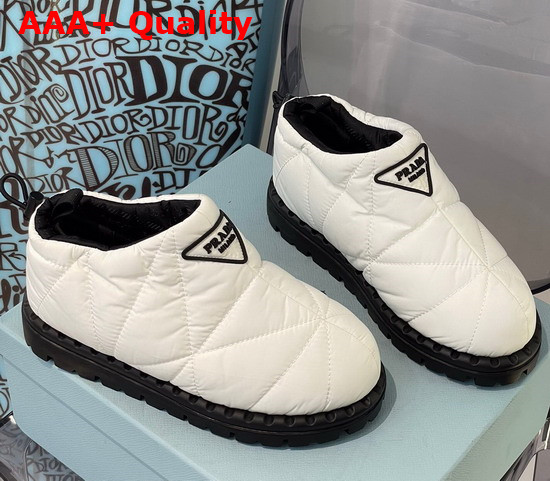 Prada Padded Nylon Slip On Shoes in White Replica