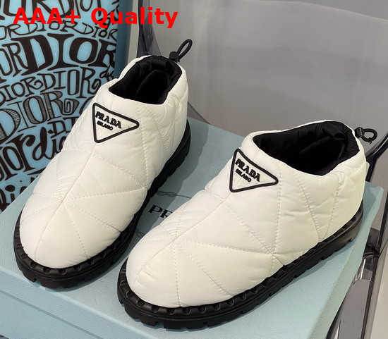 Prada Padded Nylon Slip On Shoes in White Replica