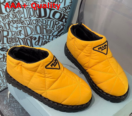 Prada Padded Nylon Slip On Shoes in Yellow Replica