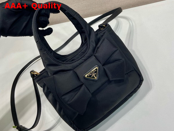 Prada Padded Re Nylon Mini Bag with Bow Black 1BA359 Replica