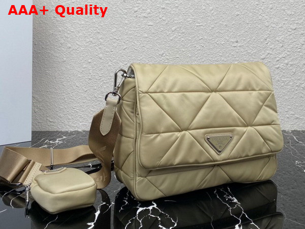 Prada Padded Re Nylon Shoulder Bag in Desert Beige 1BD290 Replica