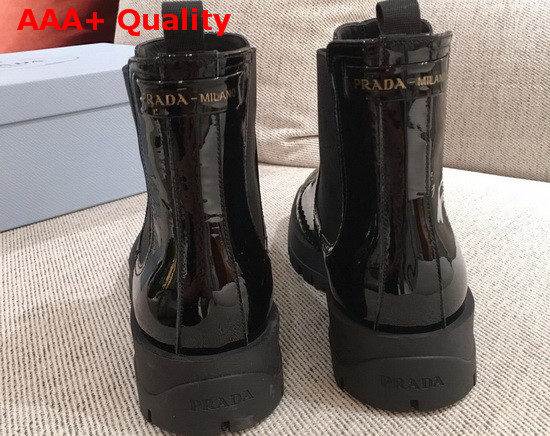 Prada Patent Leather Chelsea Boots in Black Replica